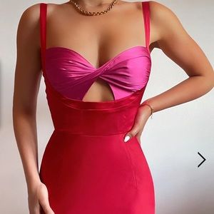 KELSI MIDI DRESS-red